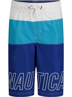 Nautica Boys Size 4 Swim Trunk UPF 50+Colorblock Surf Board Shorts NEW